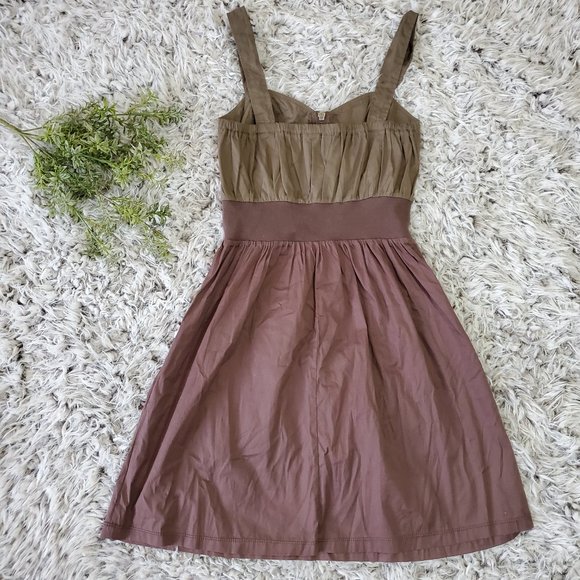 ❤ BEBOP Green and Brown Canvas Dress - Picture 4 of 7